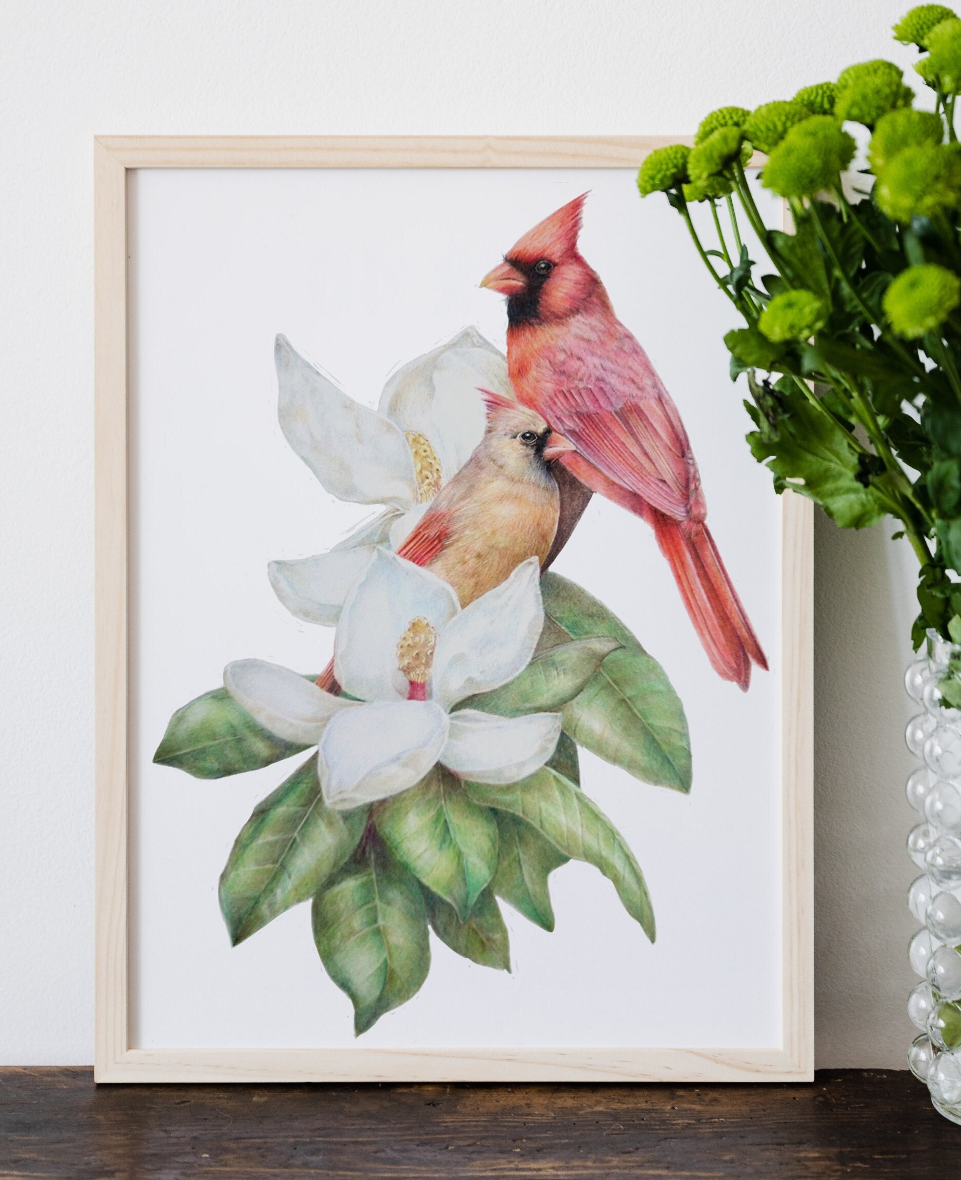 Northern Cardinal Original Artwork Red Bird Art Northern Etsy