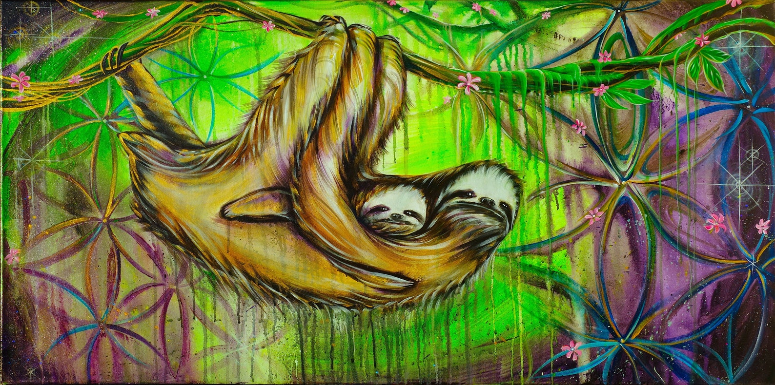 Lily Sloths Drucke live gemalt w / Mike Love Eugene Or. Etsy