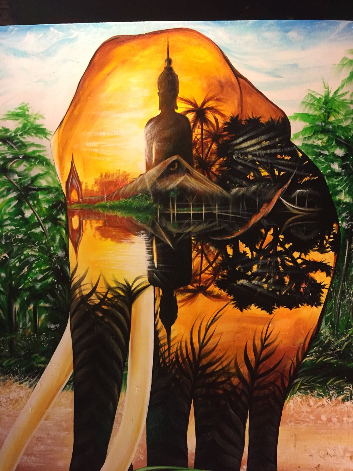 Elephant Landscape canvas print . 2017 Etsy