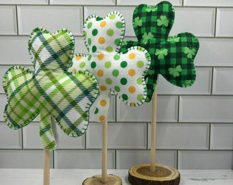 Tall Standing Felt Shamrocks, St Patricks Day Ornaments, St Patricks Day Decor, Mantle Decor