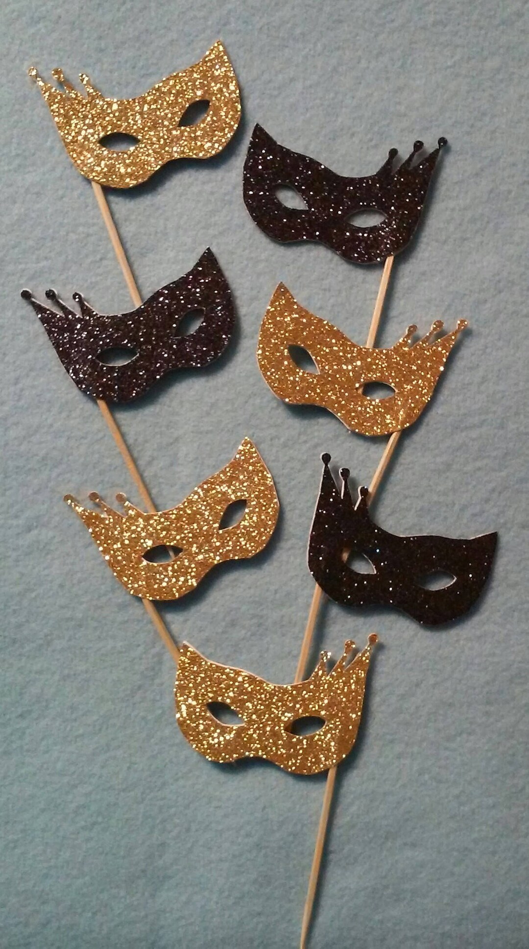 24 Karnevals-Cupcake-Topper – Glitzer-Masken-Deko Für Maskerade-Party, Geburtstag, Mardi Gras, Gold-lila-grün