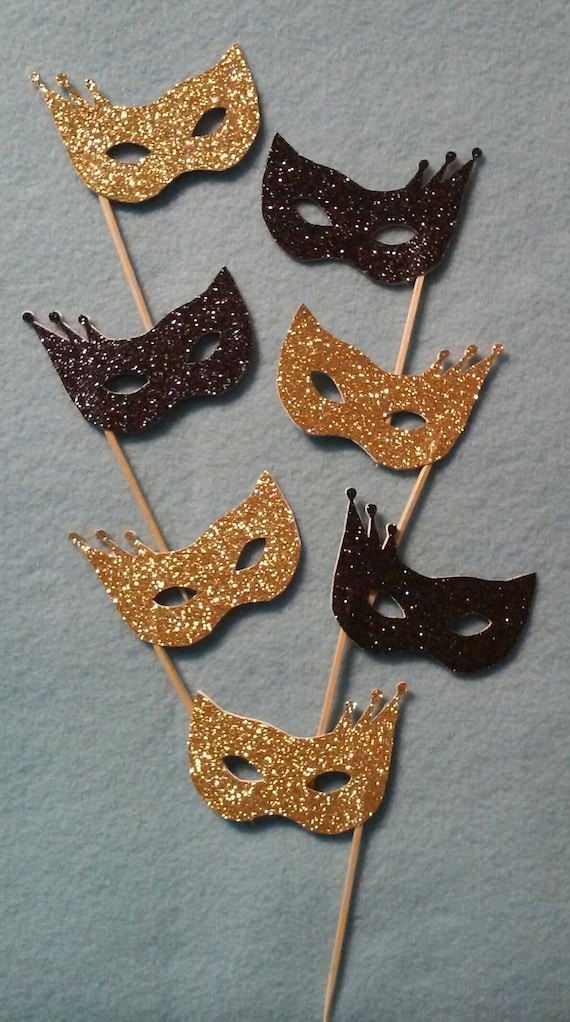24 Stück Karnevals-Cupcake-Topper – Glitzernde Masken-Motive, Für Mottopartys, Geburtstage & Deko