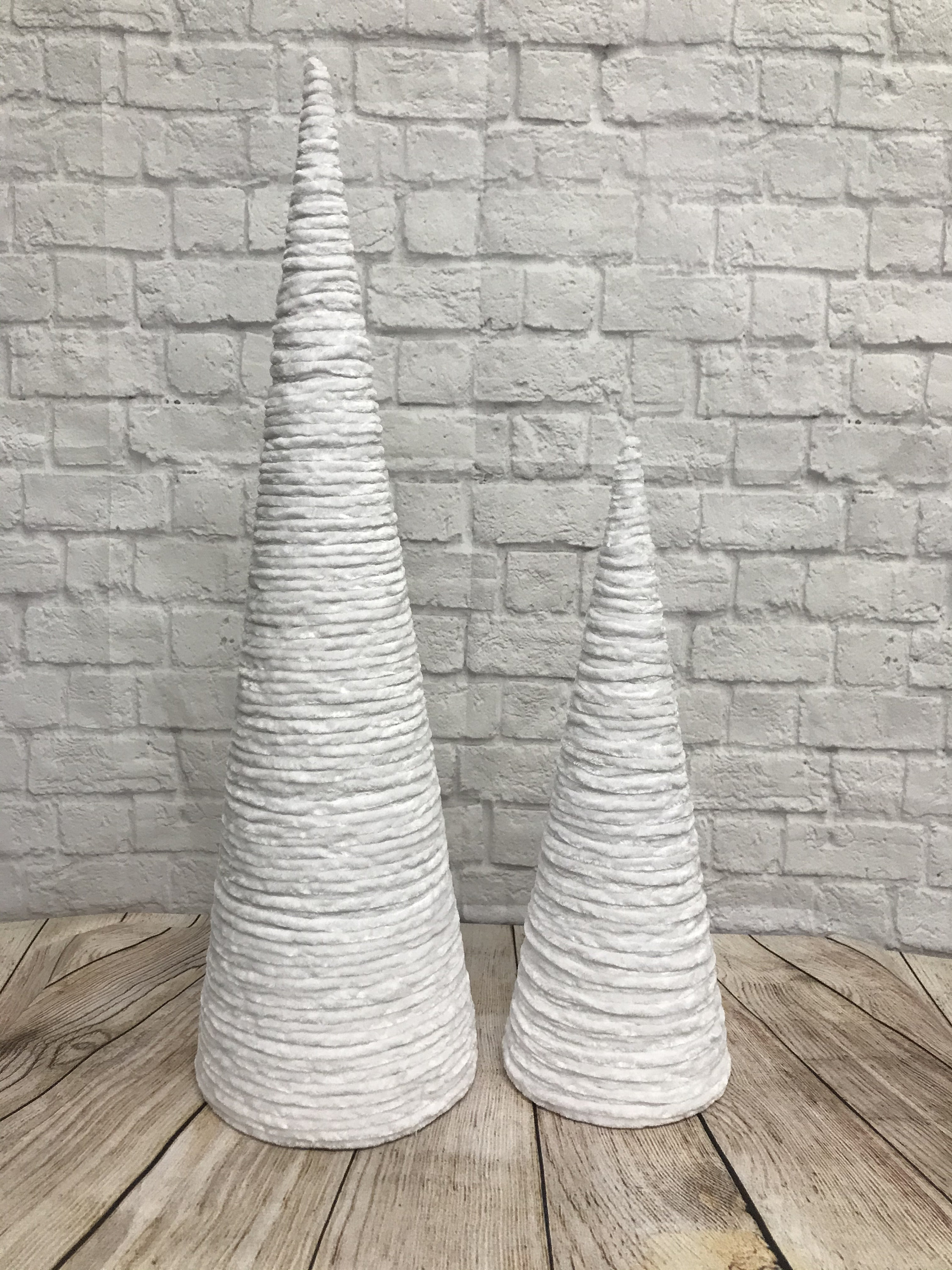 Cone Christmas Trees Set of 2 Paper Mache Cone Trees Velvet Etsy UK