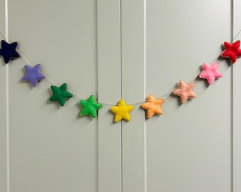 Handmade Wool Felt Star Garland, Nursery Decor