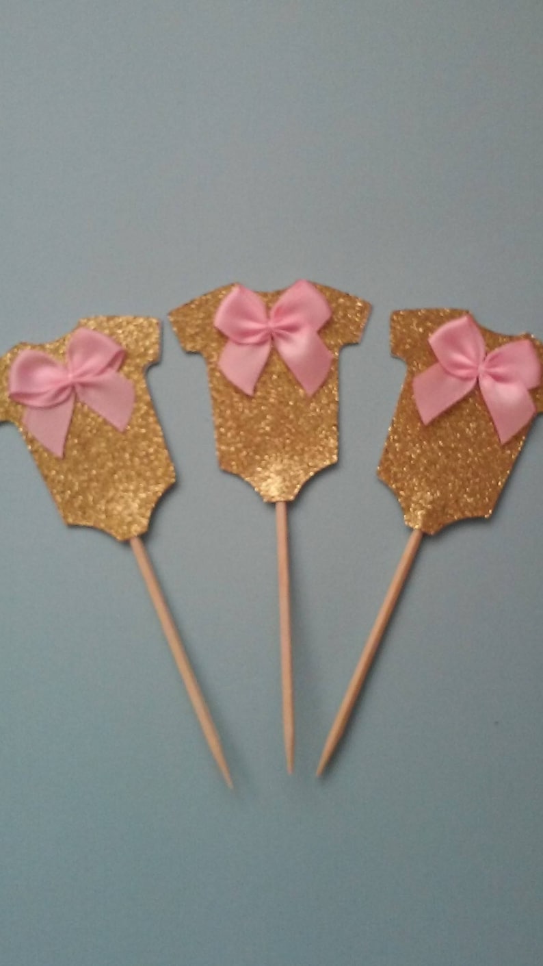 Baby Shower Glitter Cupcake Topper Bodysuits Cupcake Toppers Etsy