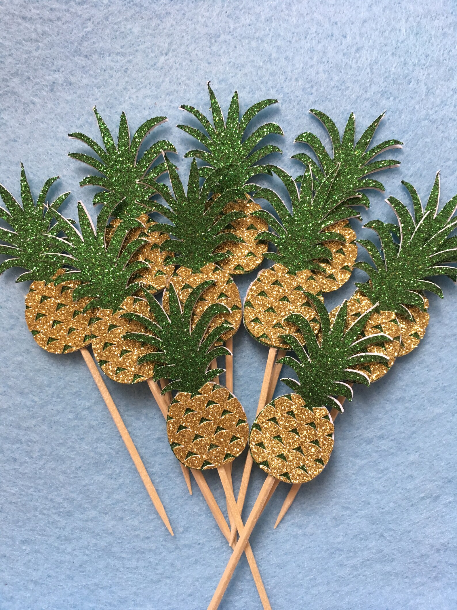Pineapple Cupcake Toppers Double Sided Glitter Pineapples - Etsy