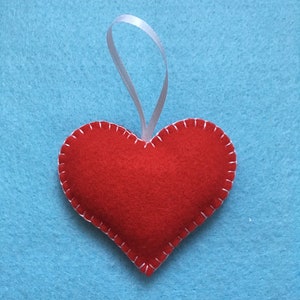 Handmade Red Felt Hearts Set of 6, Valentines Hearts, Christmas Tree ...