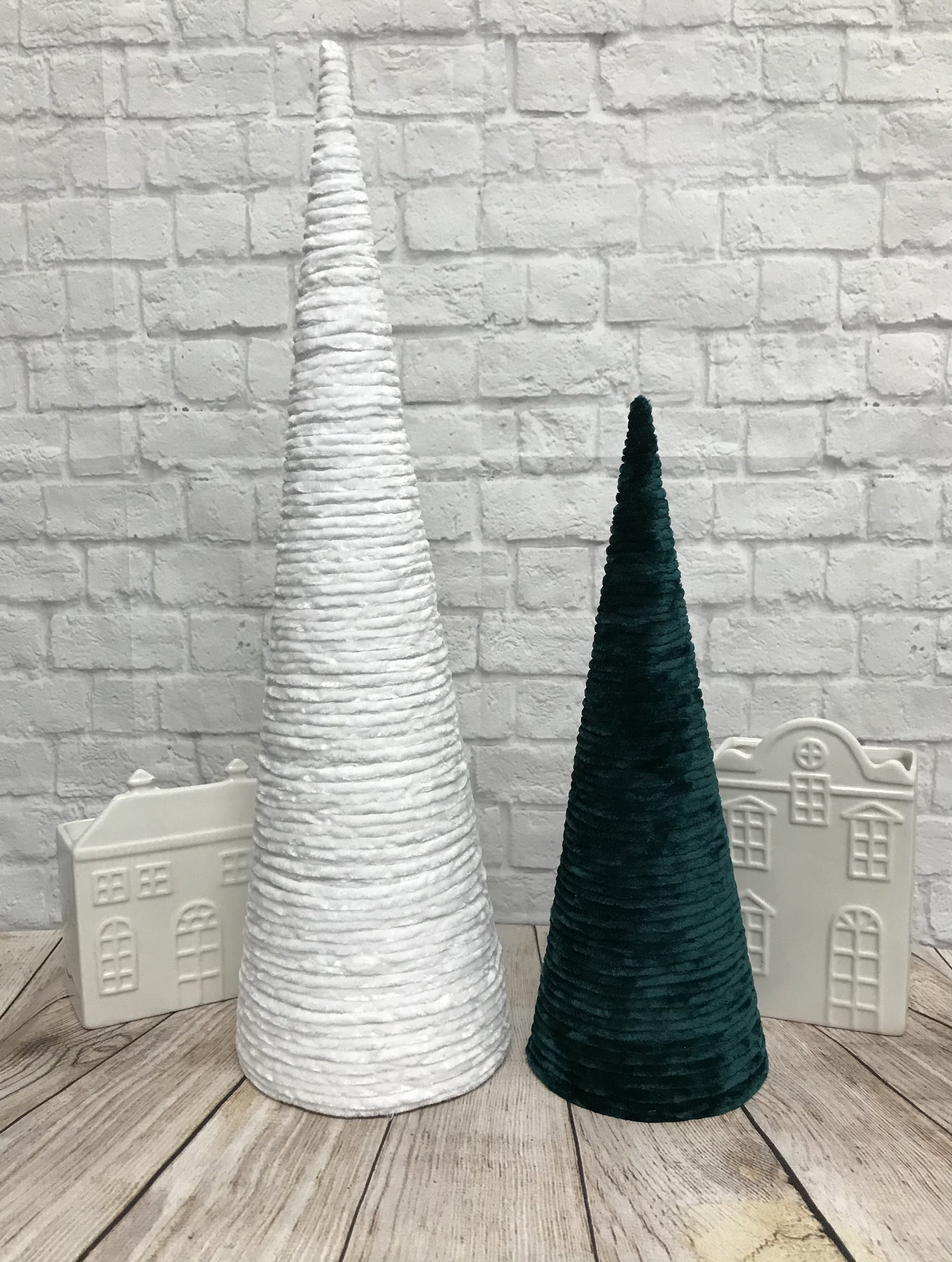 Cone Christmas Trees Paper Mache Cone Trees Yarn Wrapped Etsy