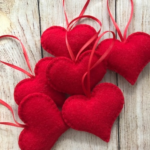 Valentine’s Hearts, Christmas Tree Red Hearts, Bowl Fillers set of 6