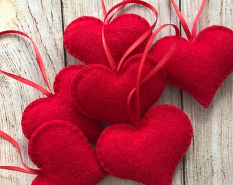 Valentine’s Hearts, Christmas Tree Red Hearts, Bowl Fillers set of 6