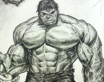 Incredible Hulk  Comic Poster of Charcoal Art by Tony Orcutt after Dale Keown
