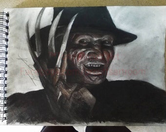 Freddy Krueger Poster of Charcoal and Conte Pencil Drawing by Tony Orcutt
