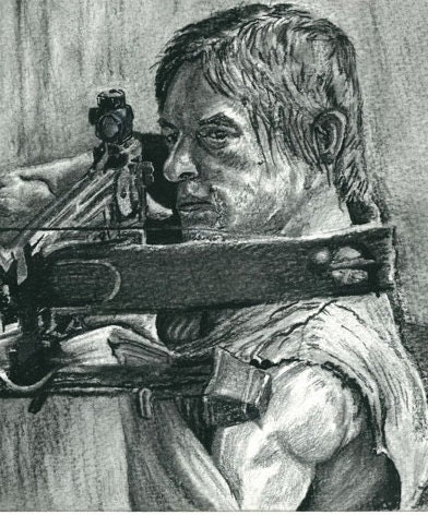 鉛筆画　The Walkng Dead-Darly Dixon Daryl Dixon Walking Dead Sketch Portrait Print - Etsy UK