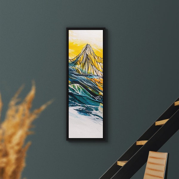 Canvas Art Print Blue and Gold Colorful wall artwork Blue Paint Design vibrant color Alaskan Artist Annie Brace Corso Graphics mountain