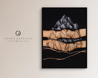 Canvas art print Shred black and gold wall artwork Alaskan Artist Annie Brace Corso Graphics giclee framed art gift