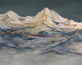 Canvas art print Home Landscape colorful wall artwork Alaskan Artist Annie Brace Corso Graphics giclee framed gift gold black orca whales