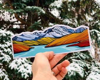 XL Mount Denali Panoramic Sticker Alaska Alaskan Mountain Artist Corso Graphics artwork design Vinyl waterproof sticker