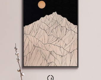 Canvas art print Midnight Grandeur colorful wall artwork Alaskan Artist Annie Brace Corso Graphics giclee framed gift gold black mountains