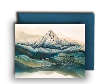 5 pack of greeting cards with Emerald Hills design A2 greeting cards Annie Brace Corso Graphics with envelopes Blank Inside