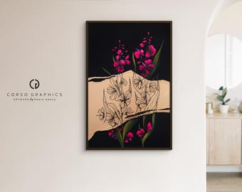 Canvas art print Fireweed Reveal colorful wall artwork Alaskan Artist Annie Brace Corso Graphics giclee framed gift gold black wildflowers