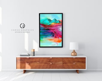 Canvas Art Print Rainbow Connection Mountains Colorful artwork Alaska Design vibrant color Alaskan Artist Annie Brace Corso Graphics Alaska