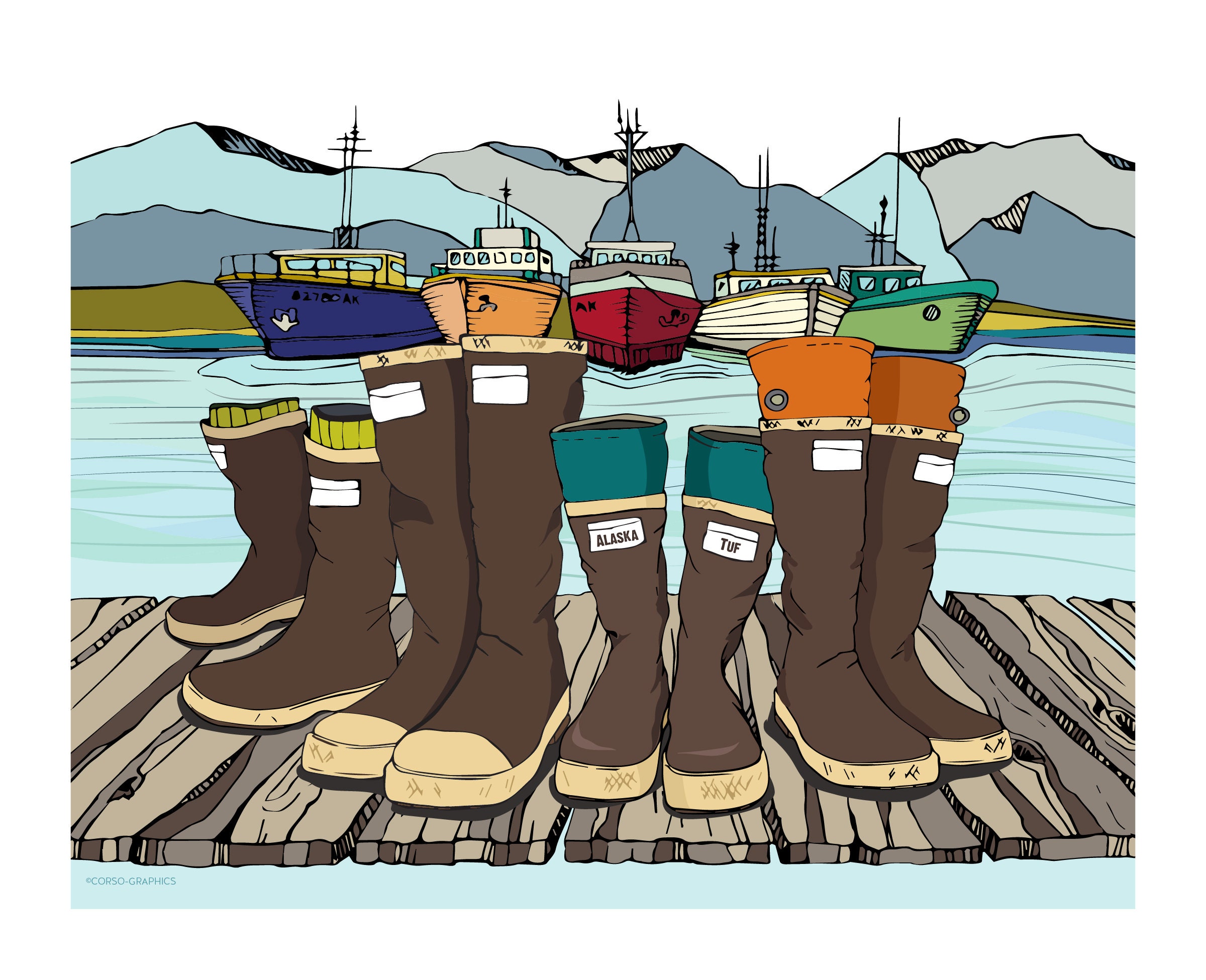 Alaska art illustration design alaskan scene landscape Etsy