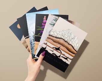 Alaska Nature Greeting Cards, Revealing Layers Design, Blank Inside (9-Pack)