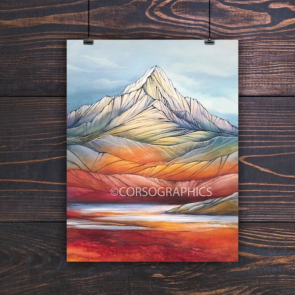 Wall Art Autumn Reveal Alaska art mountains alaskan corso graphics mountain art alaska mud room artwork  artwork housewarming annie brace