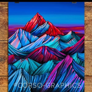 8x10 Art Print on Paper Alpenglow Alaska Mountain Art alaskan artist alaska Colorful artwork nature scene