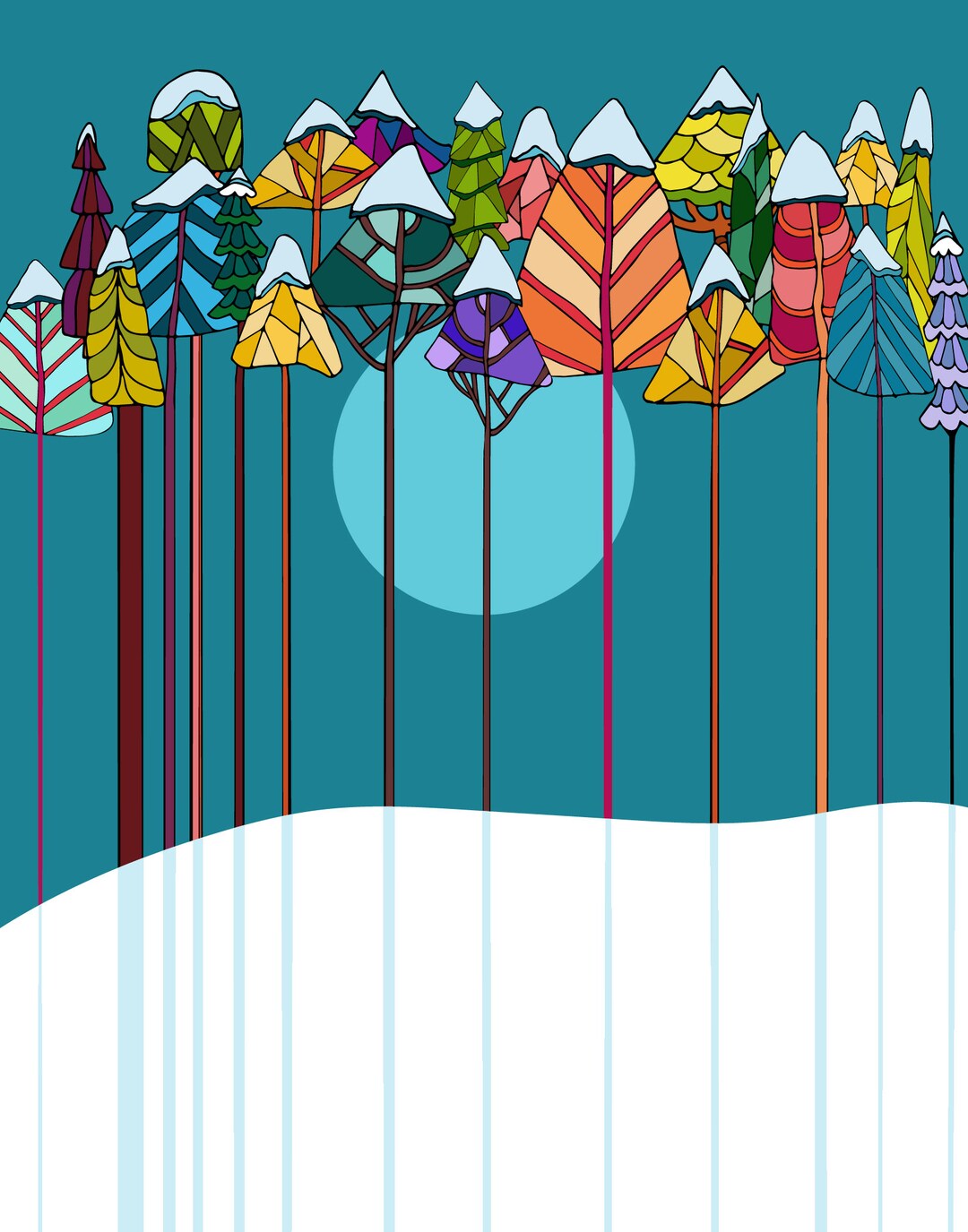 Moon Wall Art Full Moon Blue Moon Tree Art Wall Decor Art Etsy