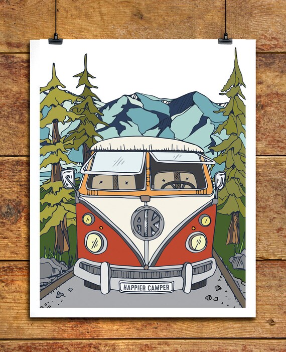 Camper Art Print Wall Art Happy Camper 