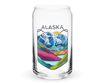 Can-shaped glass Alaska Mountain Corso Graphics colorful can cup alyeska