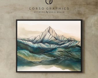 Canvas art print Emerald Hills colorful wall artwork Alaskan Artist Annie Brace Corso Graphics giclee framed gift gold black orca whales