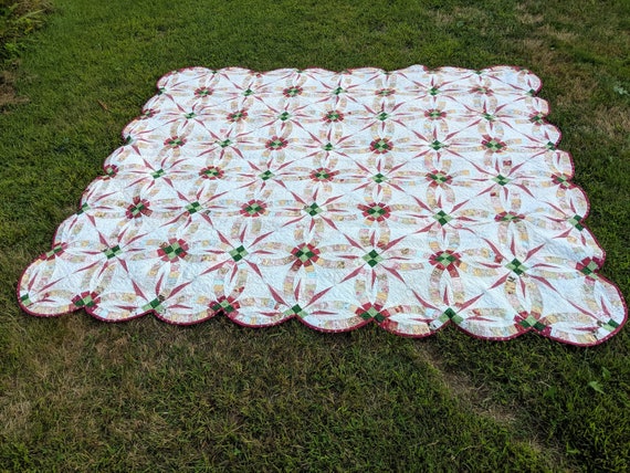 Double Wedding Ring Wedding Star Queen Quilt Etsy