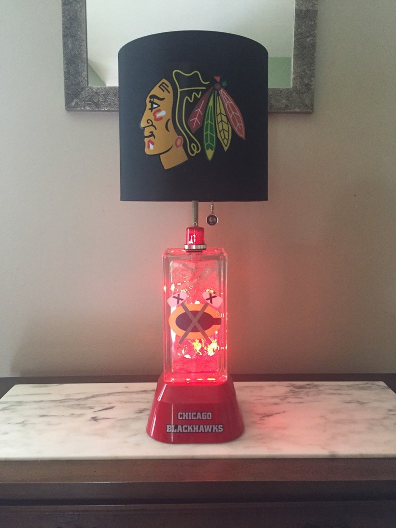 Chicago Blackhawks Electric Glassblock Night Light Lamp With Image 0