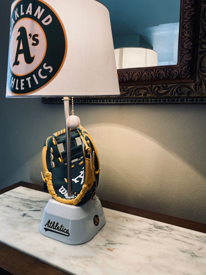 Oakland Athletics baseball glove lamp .Made by thatlampguy Etsy