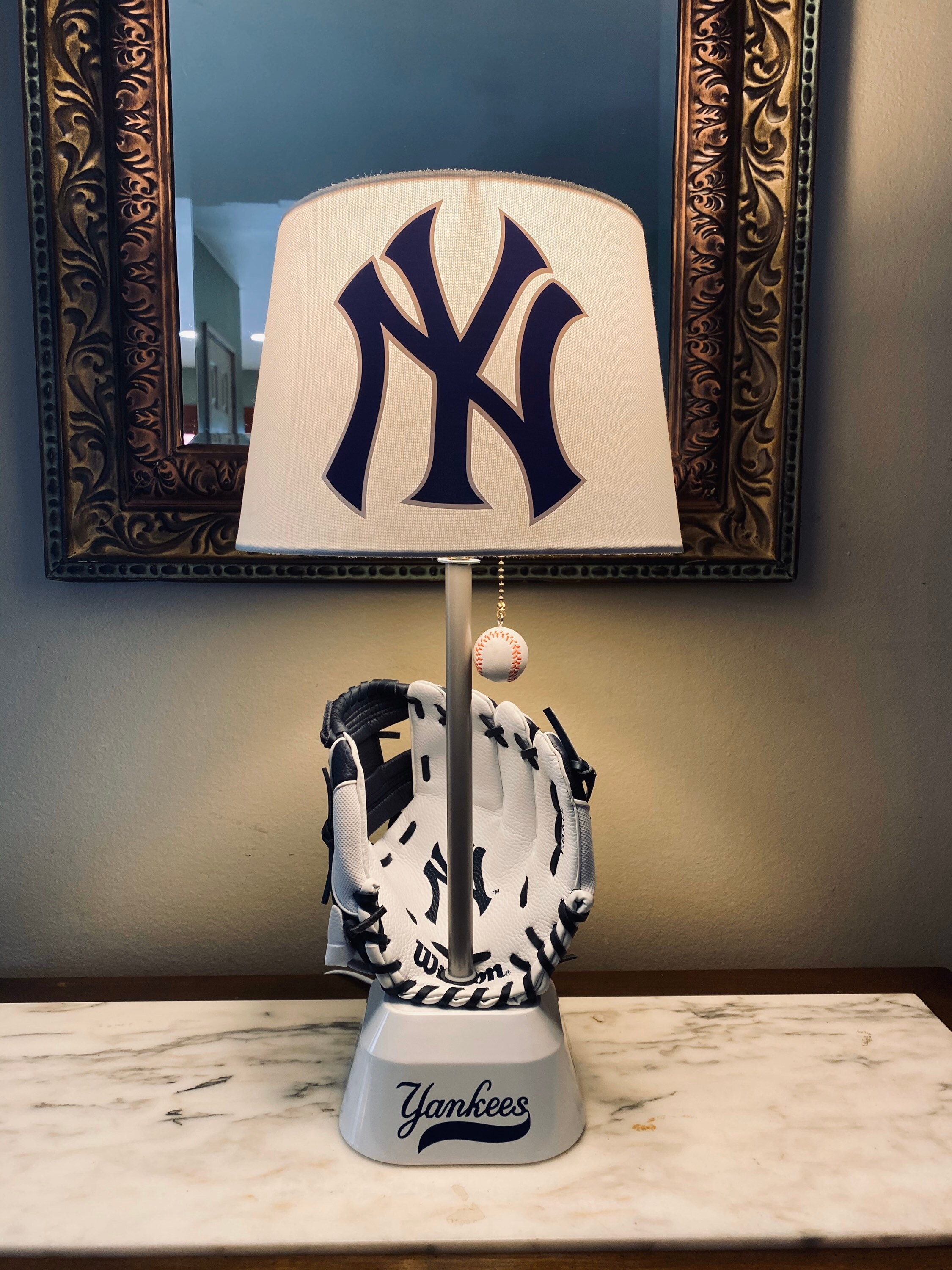 New York Yankees baseball glove lamp. . Made by thatlampguy Etsy