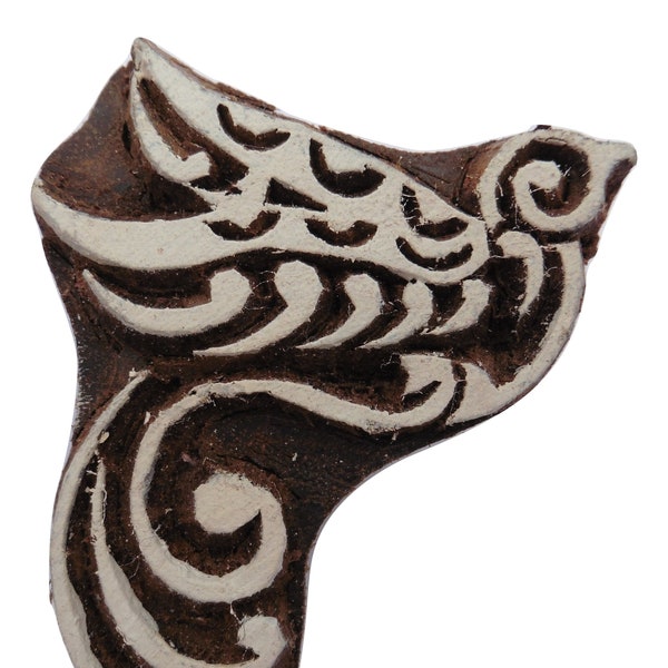 Fair Trade 5.5cm Bird Design Carved Indian Wooden Printing Block Stamp