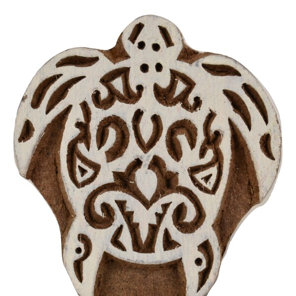 Sea Turtle Seaside Stamp Fair Trade 5.7cm x 6.2cm Carved Indian Wooden Printing Block