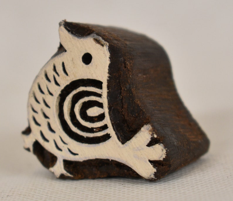 Fair Trade 3.9cm Folk Bird Chick Design Carved Indian Wooden Printing Block Stamp