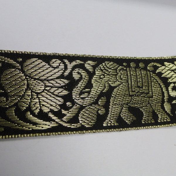 Floral Elephant Brocade Ruban Indien 4.2cm Largeur Vendu au Mètre