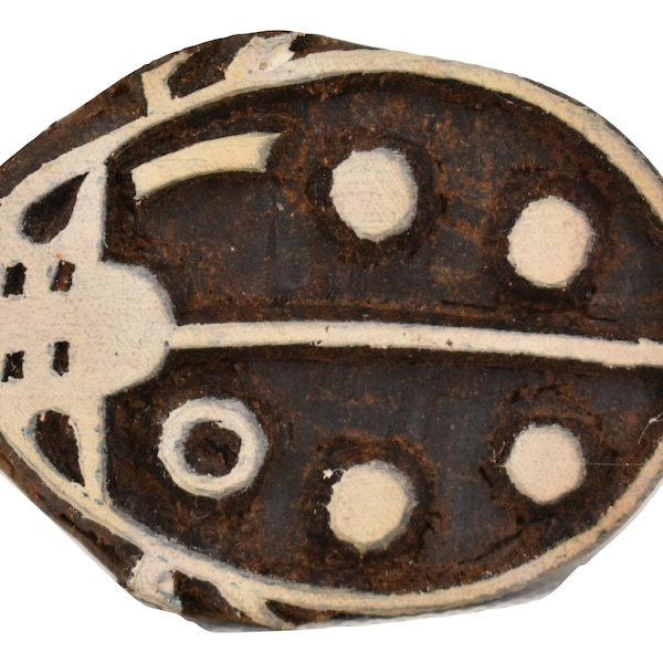 Fair Trade 5.5cm x 4.3cm Ladybird Ladybug Design Carved Indian Wooden Printing Block Stamp