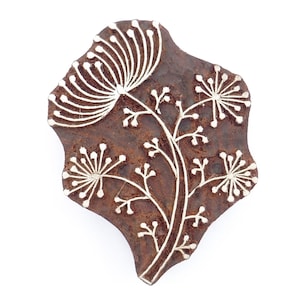 Floral Seedhead Stempel Fair Trade 7,7 x 9,8 cm geschnitzt indischen Holzdruckblock