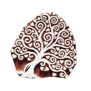 Fair Trade 7.5cm Folk Heart Tree Design Carved Indian Wooden Printing Block Stamp