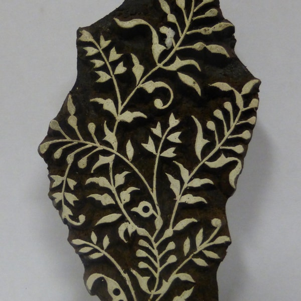 Fair Trade 10.5cm x 5.5cm Floral Design Fine Carved Indian Wooden Printing Block Stamp (FL4)