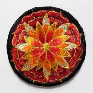 Round Embroidered Hippie Nepalese Sew On Patch 8 cm Lotus Flower