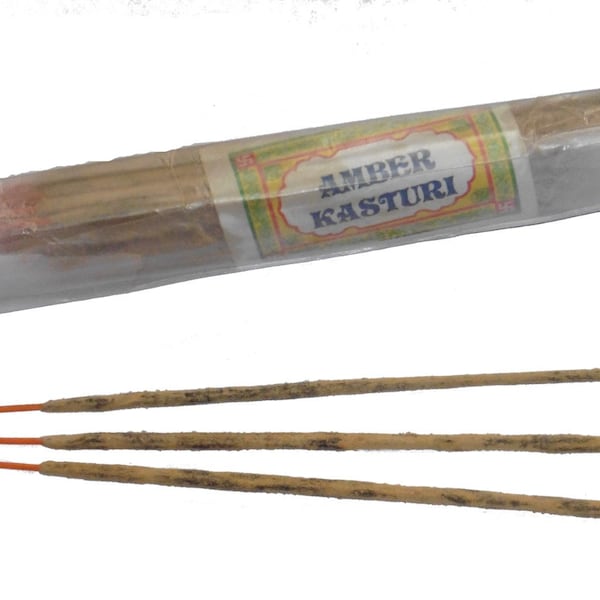 Amber Kasturi Pushkar Temple Incense Sticks Natural Indian Agarbathi 50g Packet