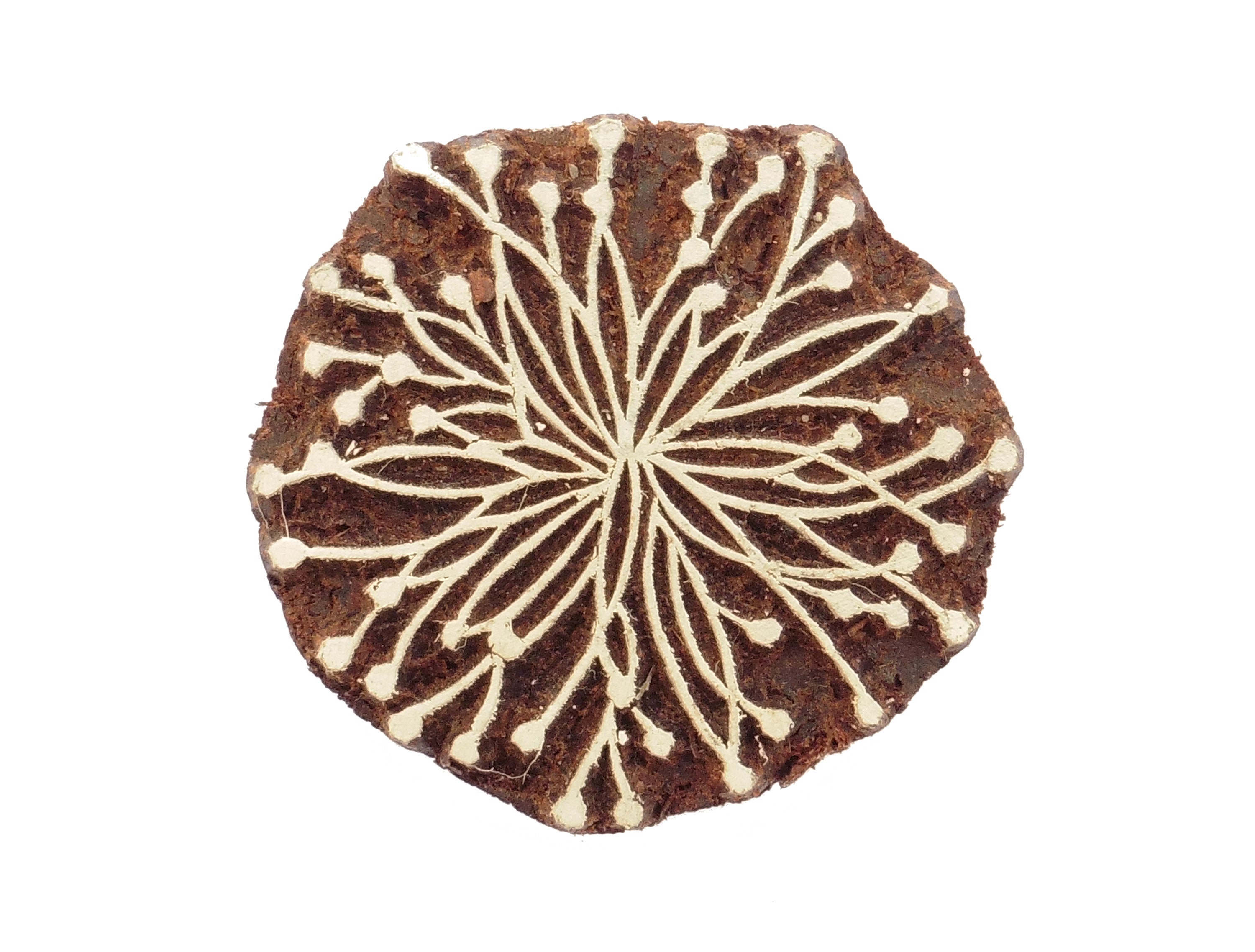 Fair Trade 5.5 x 5.2cm Floral Flower Design Carved Indian Wooden Printing Block Stamp