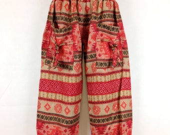 Fair Trade Hippy Boho Abstract Pattern Acrylic Wool Casual Trousers