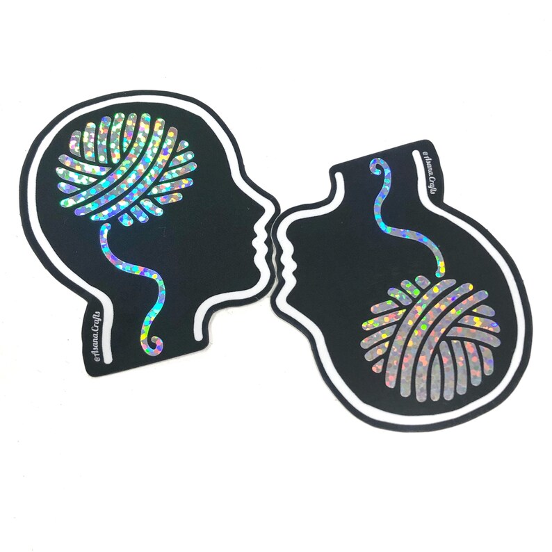 GLITTER HOLOGRAPHIC Yarn Brain Sticker / Gifts for Knitter / Etsy